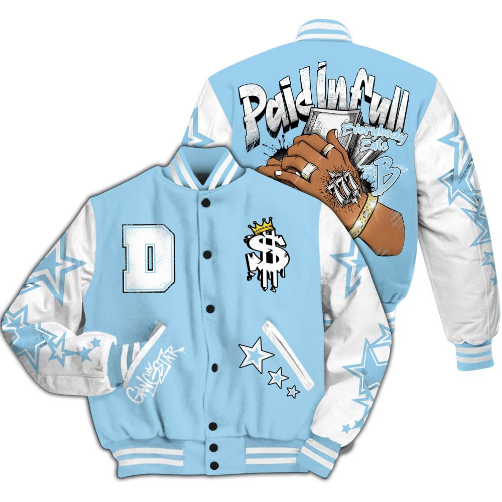 Varsity Jacket To Match Legend Blue 11s - Lucky Money Paid In Full Retro All Over Print