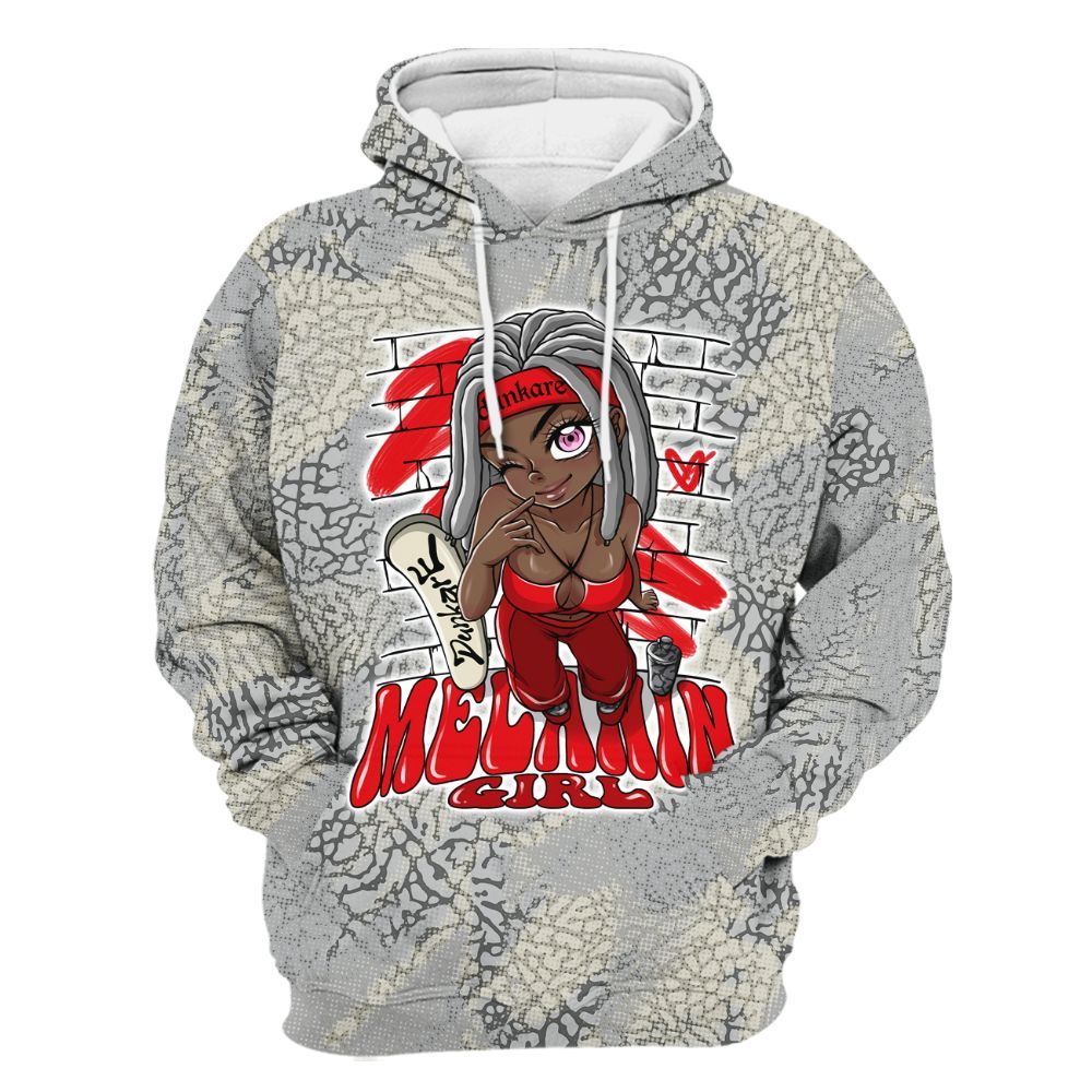 Hoodie To Match Cement Grey 3s - MelaninGirl Abstract Halftone All Over Print