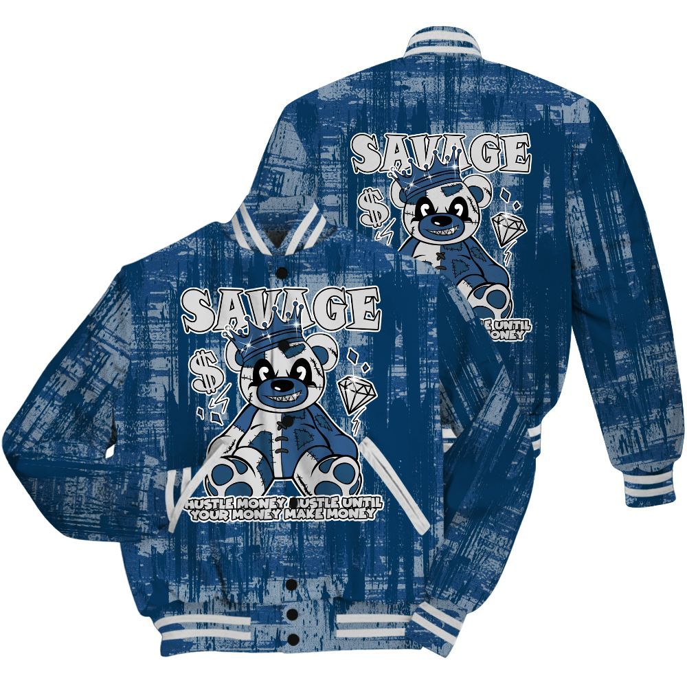 Varsity Jacket To Match High OG Midnight Navy 1s Shirt - Savages Bear Glitch Art All Over Print