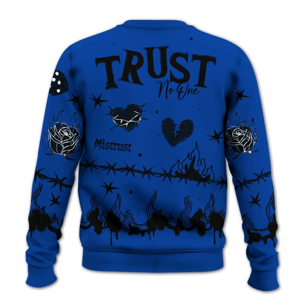 Sweatshirt To Match Hyper Royal 12s - Trust No One Snake-Bite Doodle Crayon All Over Print