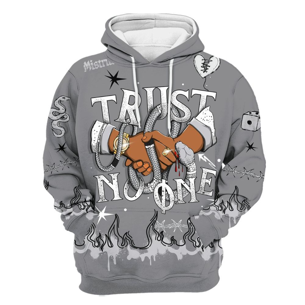 Hoodie To Match Retro Wolf Grey 5s - Trust No One Snake-Bite Doodle Crayon All Over Print