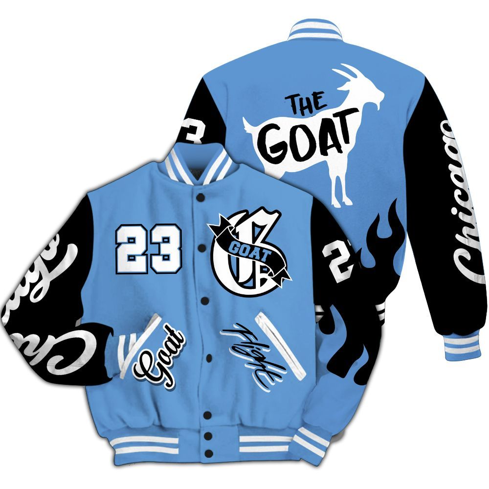 Varsity Jacket To Match Black University Blue 5s - The G.O.A.T Streetwear All Over Print