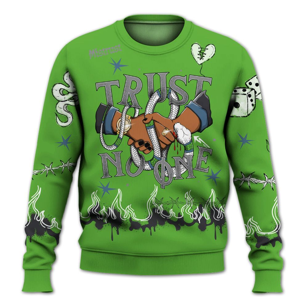 Sweatshirt To Match Retro Green Bean 5s - Trust No One Snake-Bite Doodle Crayon All Over Print