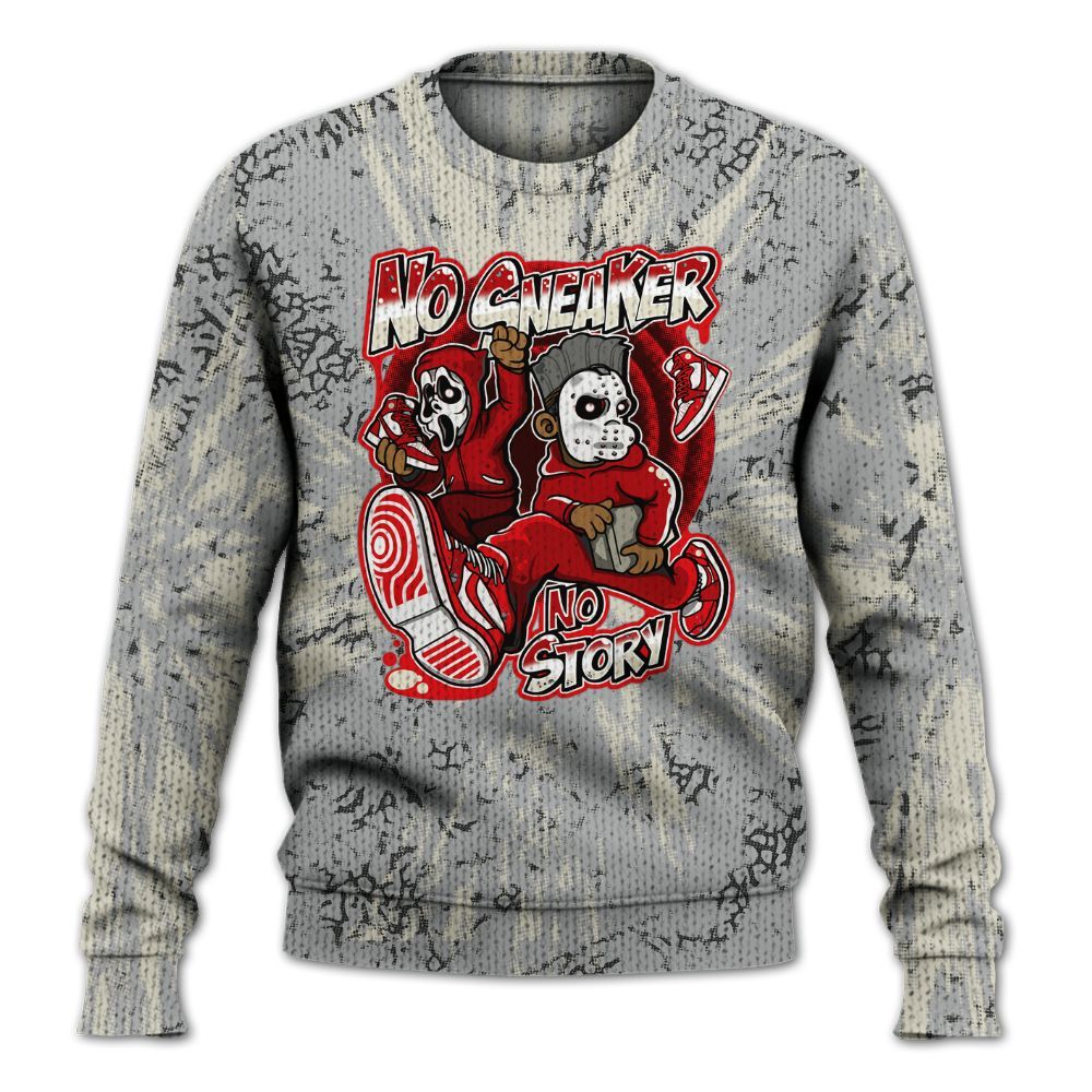 Knitted Sweater To Match Cement Grey 3s - Sneakers Make Story Graphic Luxury