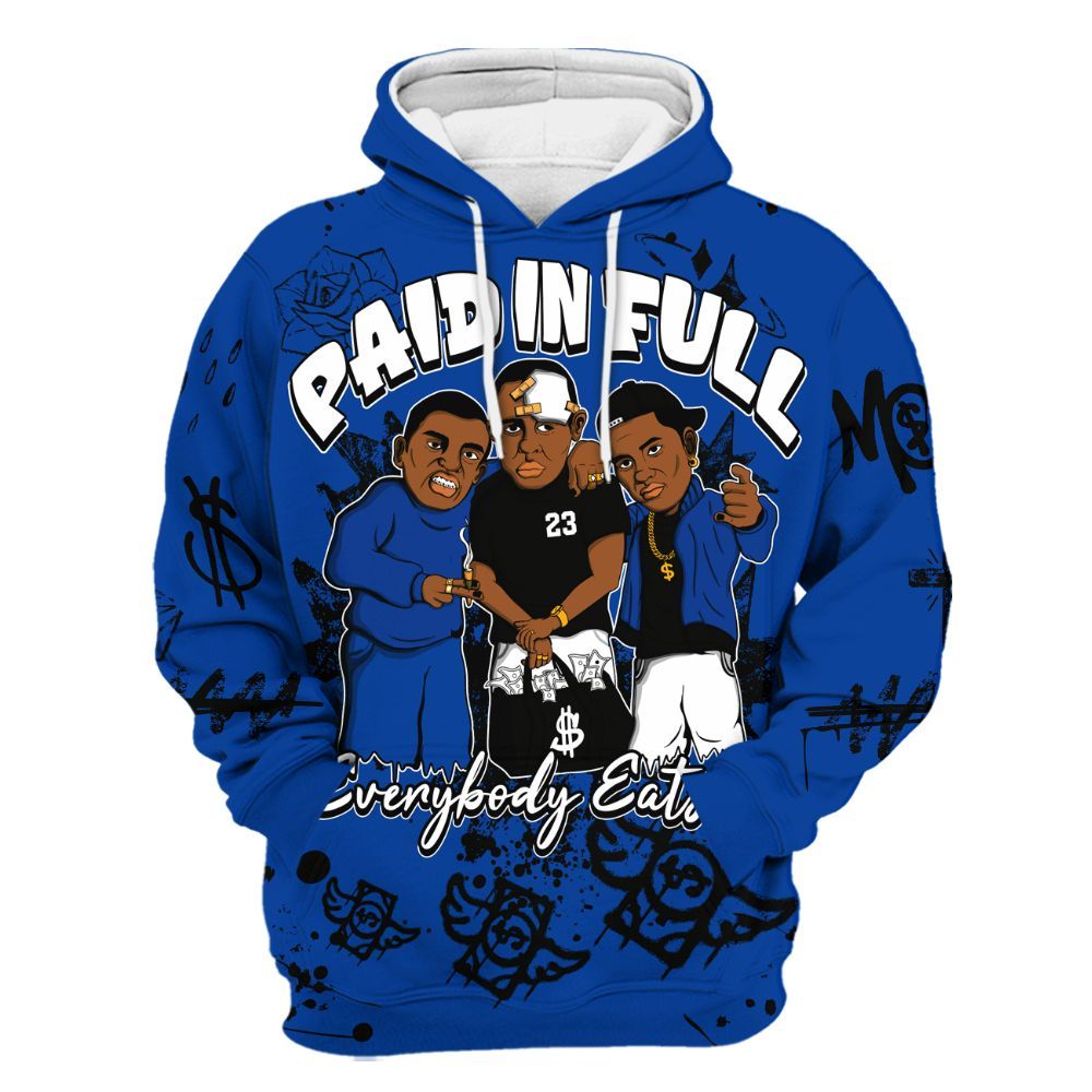 Hoodie To Match Hyper Royal 12s - Everybody Paid In Full Crayon All Over Print