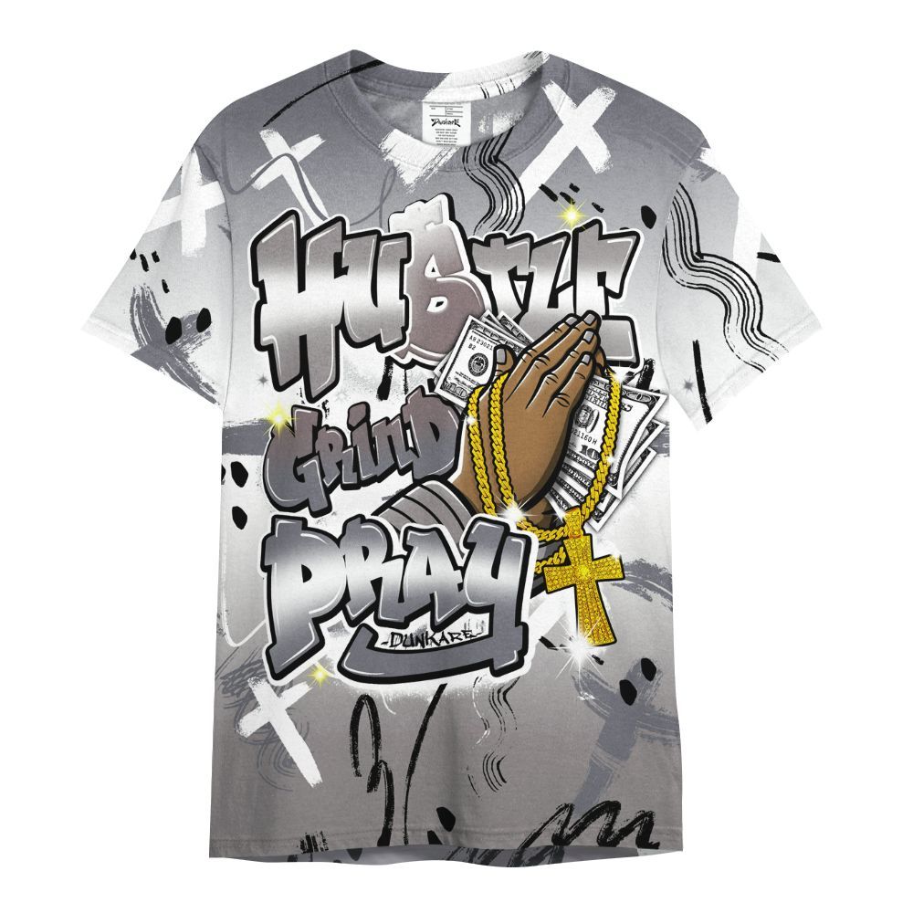 Shirt To Match Cool Grey 11s - Money Hustle Grind Pray All Over Print