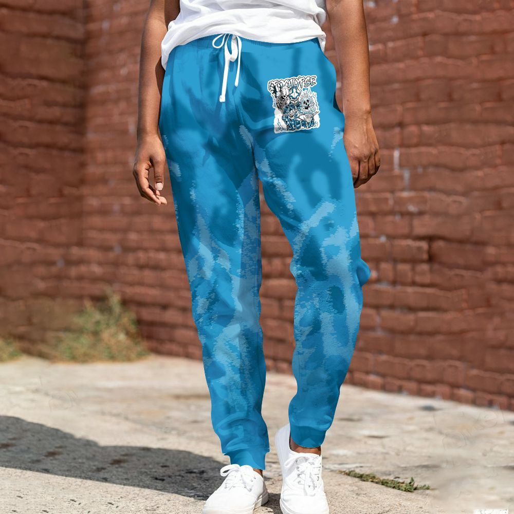 Sweatpant To Match Powder Blue 9s - Apocalypse Skeleton Burn All Over Print