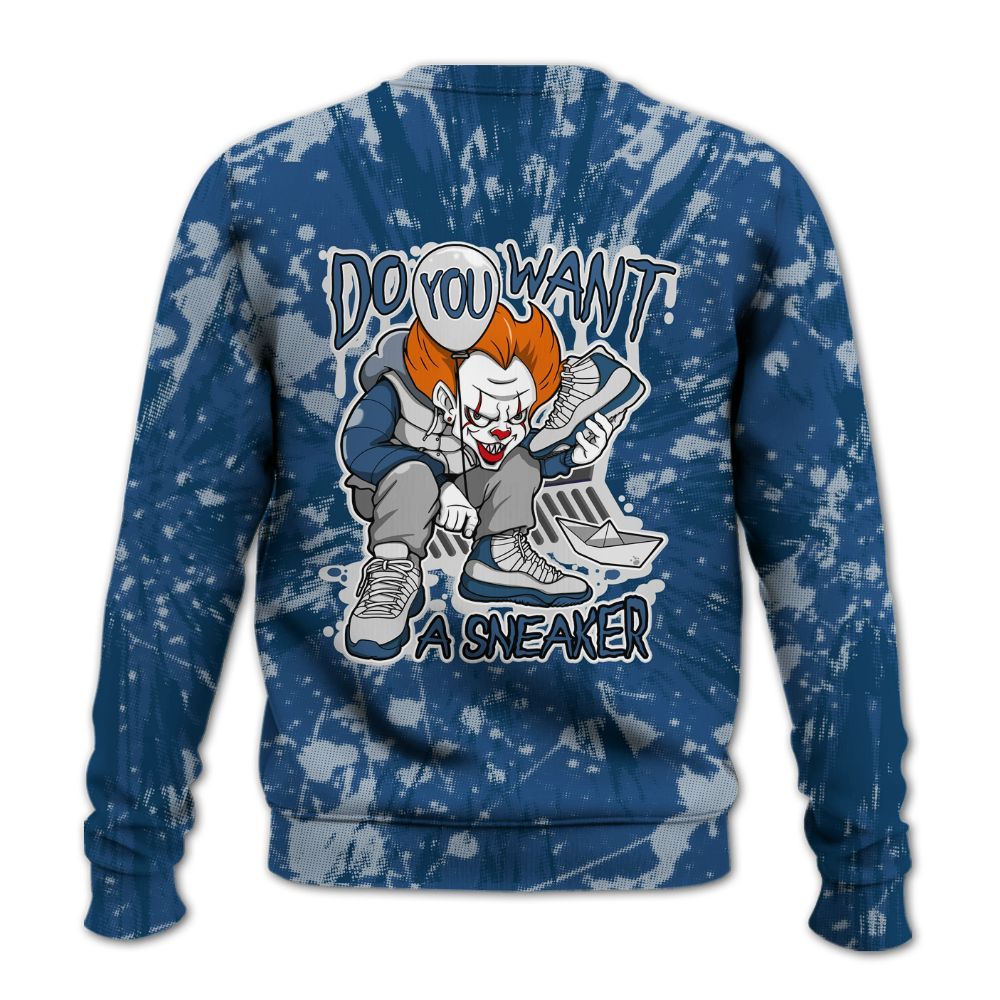 Sweatshirt To Match High OG Midnight Navy 1s - Clown Scary Sneakers Graphic Halloween All Over Print