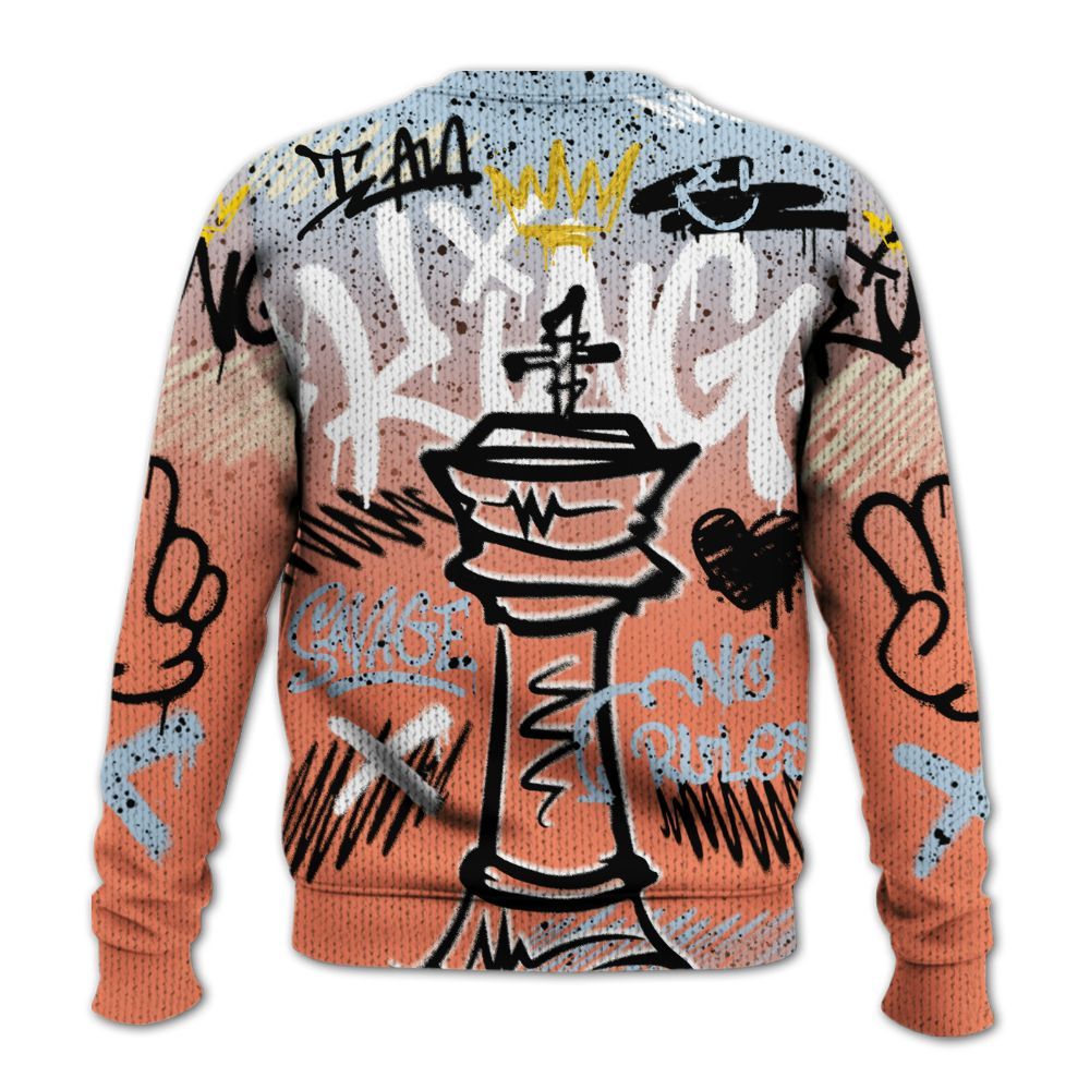 Knitted Sweater To Match DJ Khaled Crimson Bliss 5s - Street King Chess Streetwear
