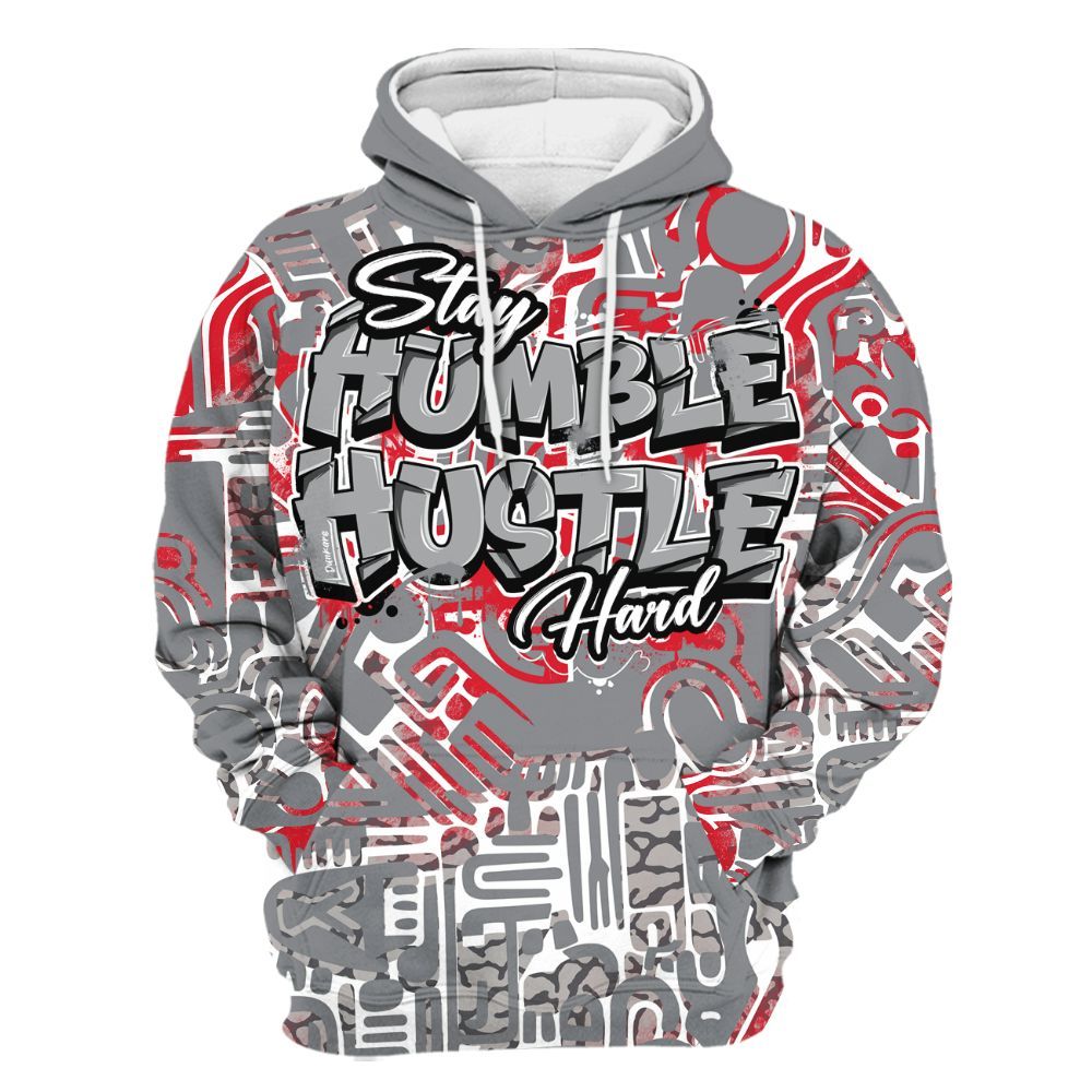 Hoodie To Match Black Cement 3s - Humble Hustle Doodle Retro All Over Print