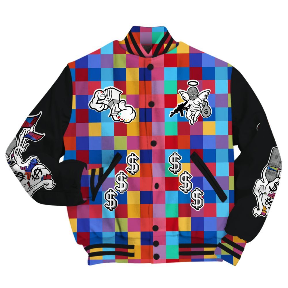 Varsity Jacket To Match Air Rainbow Weave - Ones Move In Silence Graphic All Over Print