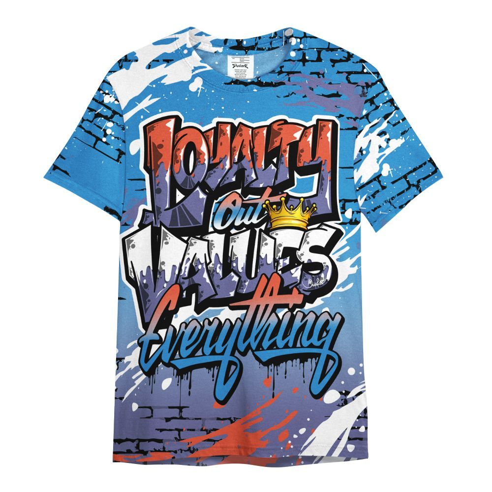 Shirt To Match Hi-Res Blue 700s - Values Of Loyalty Drip All Over Print