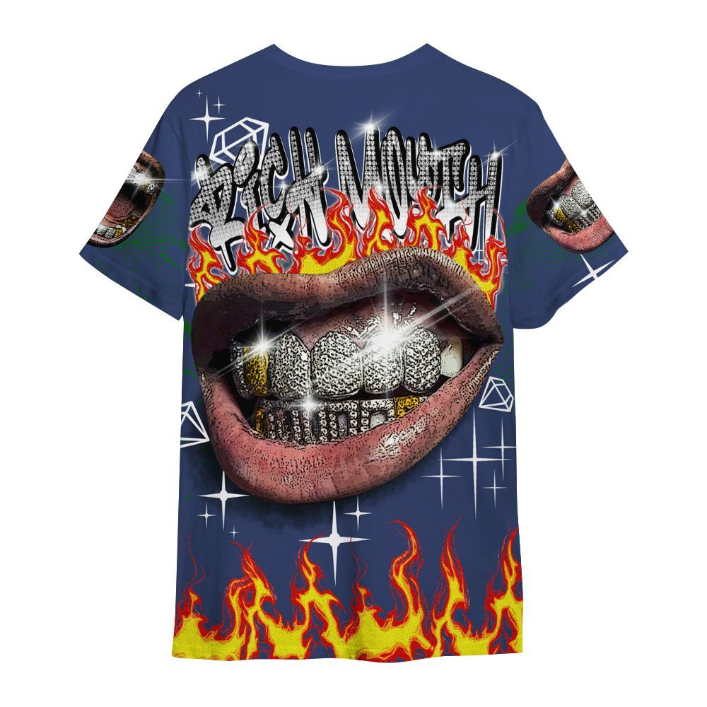 Shirt To Match Midnight Navy 13s - Rich Mouth Fire Rap Retro 90s All Over Print