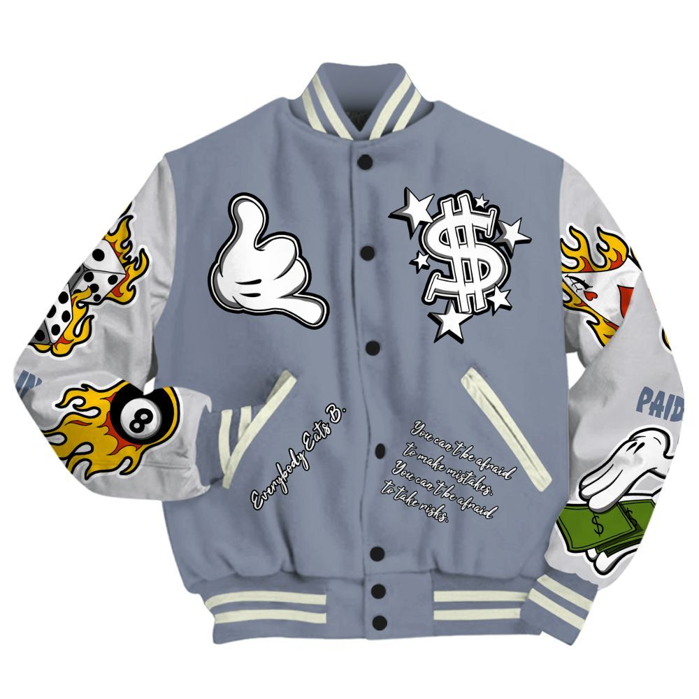 Varsity Jacket To Match Retro High OG Cool Grey 1s - Everybody Paid In Full Graphic All Over Print