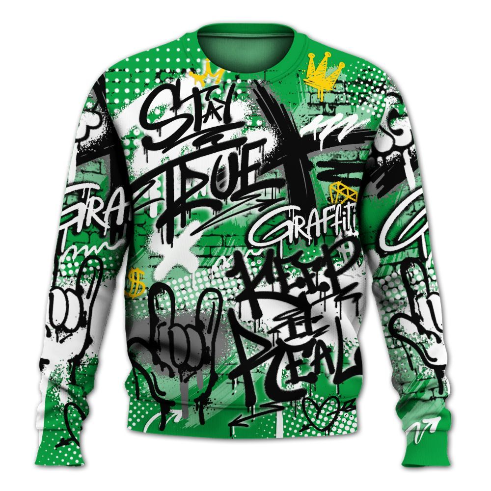 Sweatshirt To Match Low Lucky Green 1s - True It Real Graffiti Streetwear All Over Print