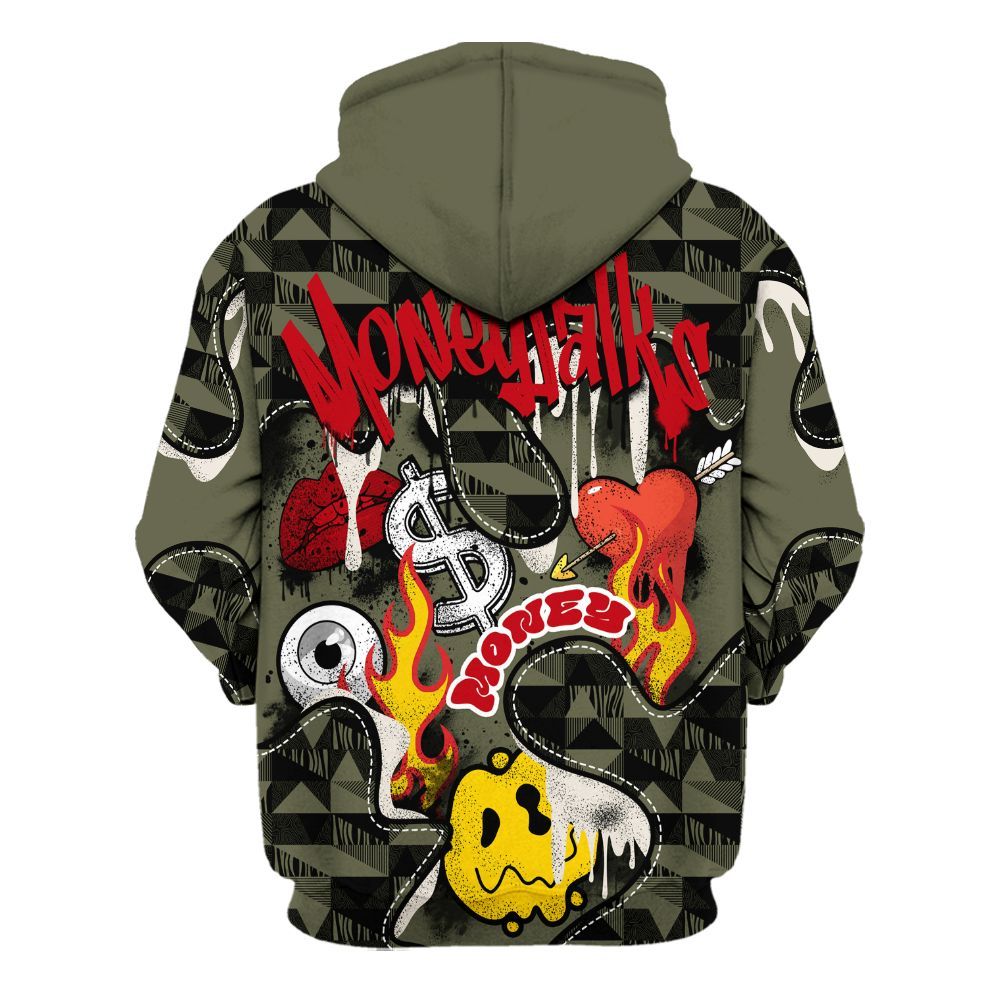 Hoodie To Match Travis Scott Low OG Medium Olive 1s - 23 Smile Burning Heart All Over Print