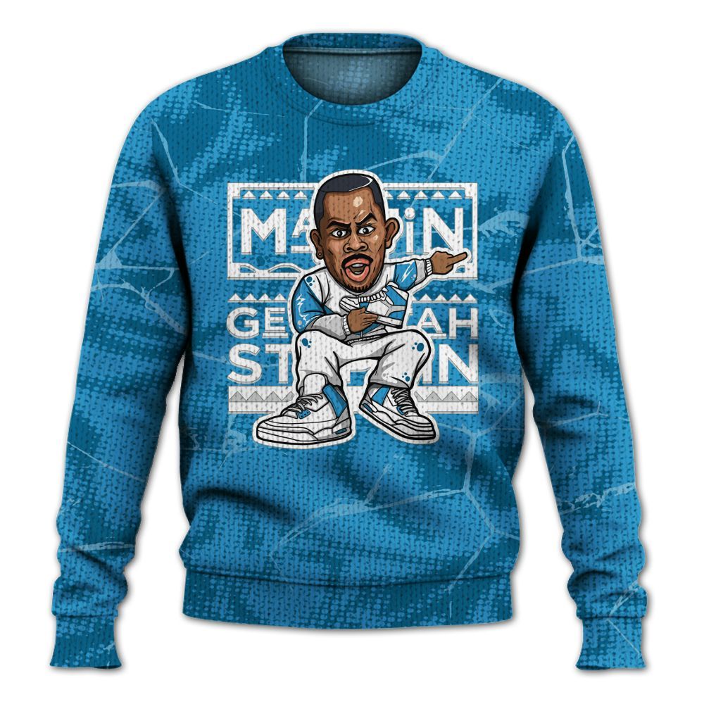 Knitted Sweater To Match Powder Blue 9s - Get Tag Sneakers Steppin' Graphic Crack