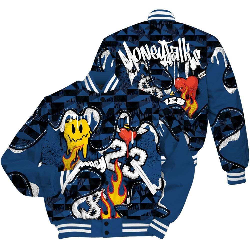 Varsity Jacket To Match High OG Midnight Navy 1s - 23 Smile Burning Heart All Over Print