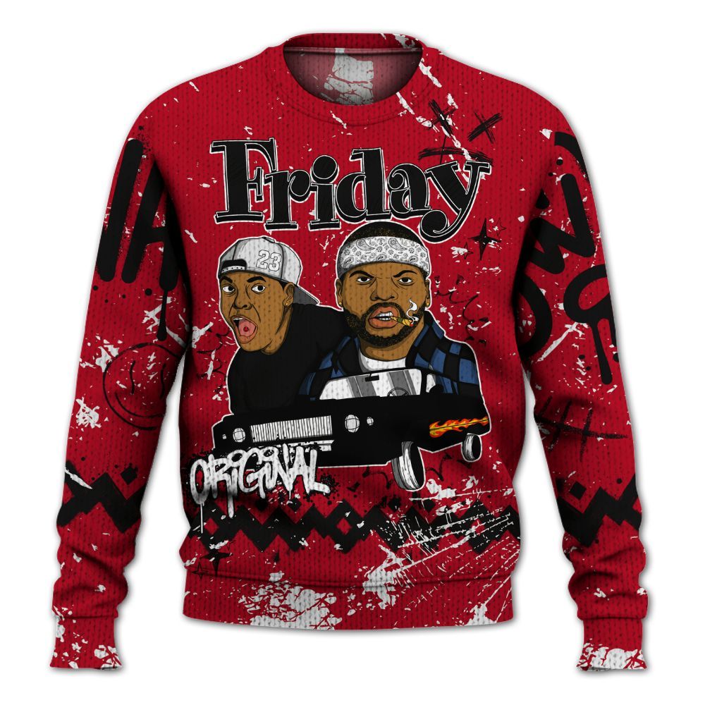 Knitted Sweater To Match Air Griffey Max Black Red Navy Blue 1s - Friday Sneaker Crayon