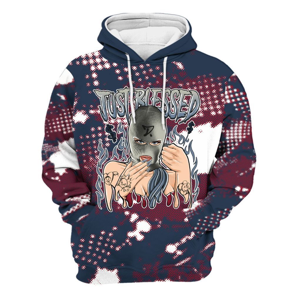 Hoodie To Match Navy Blue 2024 6s - Blessed!! Smoke Dot All Over Print