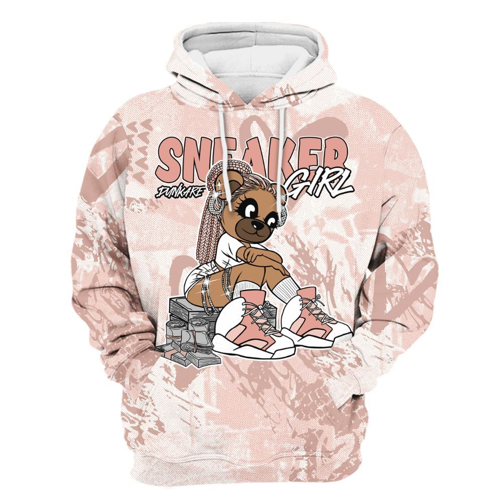 Hoodie To Match Low Legend Pink 11s - Sneaker Girl Bear Heart Grunge All Over Print