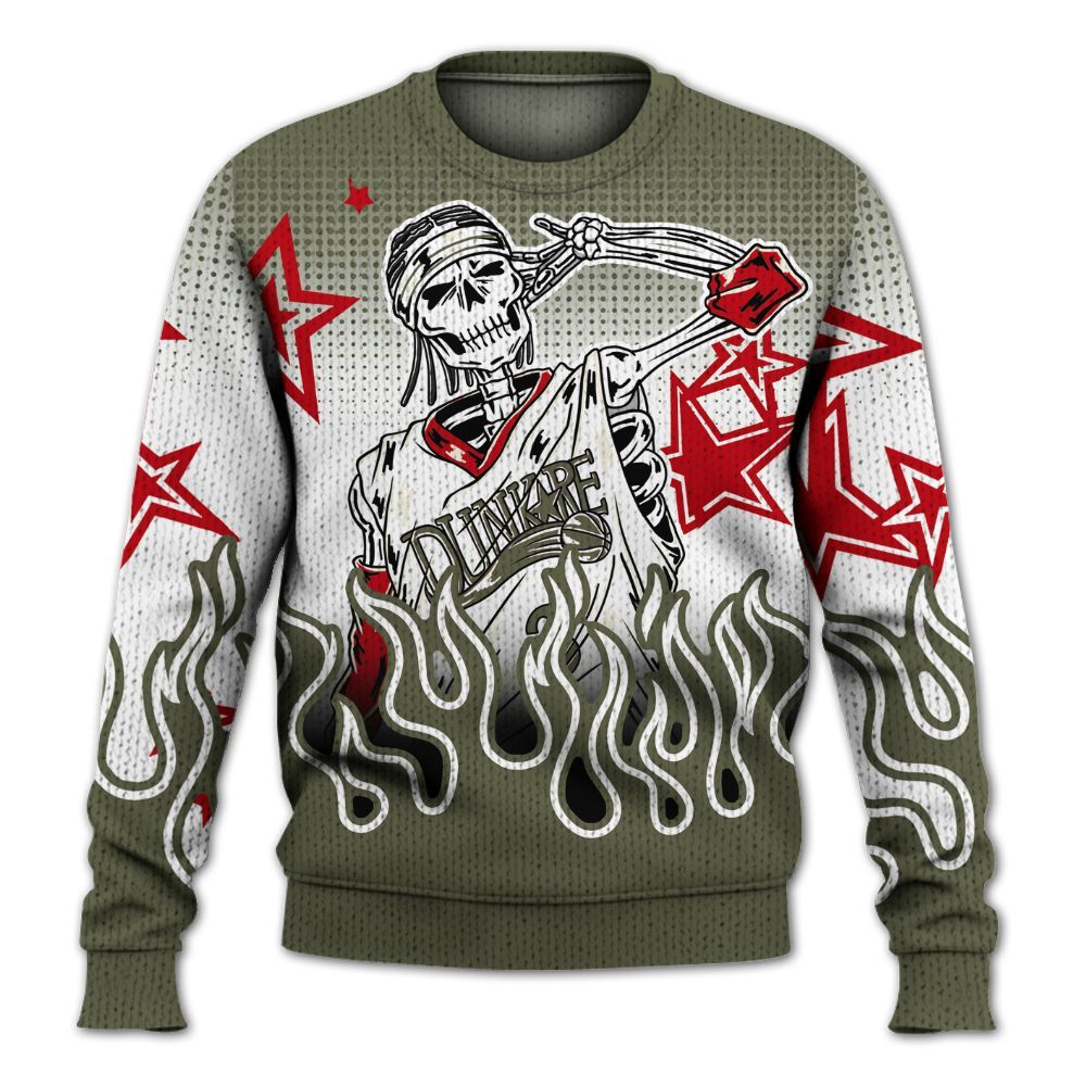 Knitted Sweater To Match Travis Scott Low OG Medium Olive 1s - Allen Answer Unique Fire Custom Name