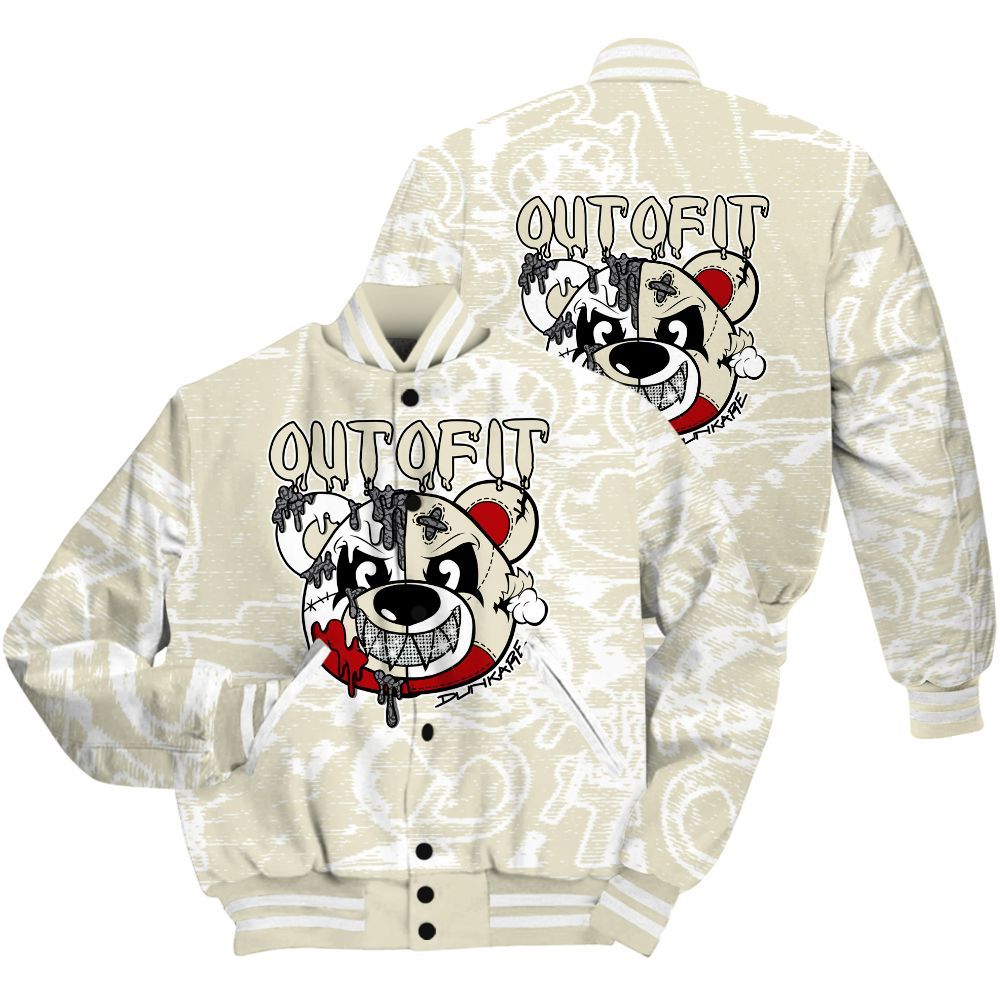 Varsity Jacket To Match Cement Grey 3s Shirt - Out Of It Bear Avant-Garde All Over Print