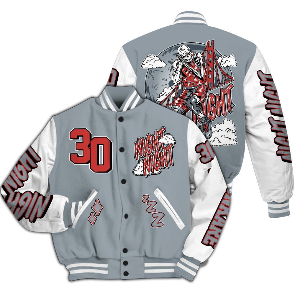 Varsity Jacket To Match Wolf Grey 13s - Seeya Skeleton All Over Print