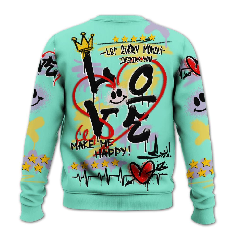 Sweatshirt To Match Dunk Low Easter 2026 - Happy Love Beats Graffiti Streetwear All Over Print