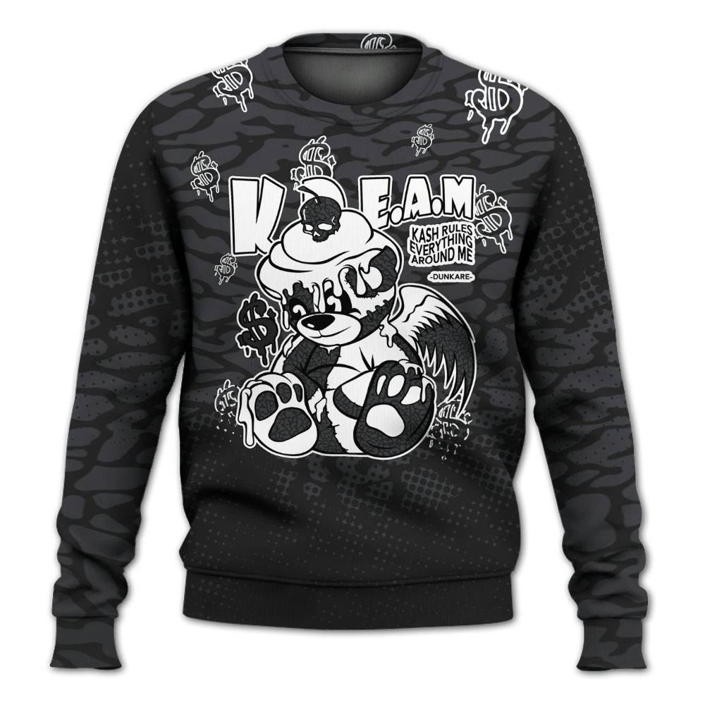 Sweatshirt To Match Black Cat 3s - Loot Bear Unique Drip All Over Print