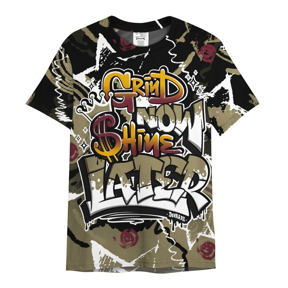 Shirt To Match Black Olive 7s - Grind Shine Later Drip All Over Print