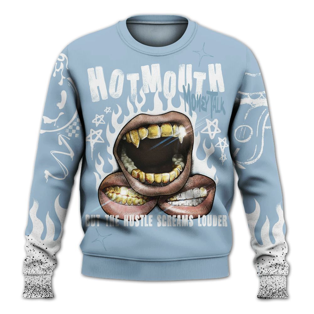 Sweatshirt To Match Mid Ice Blue 1s - Mouth Burning Street Style All Over Print