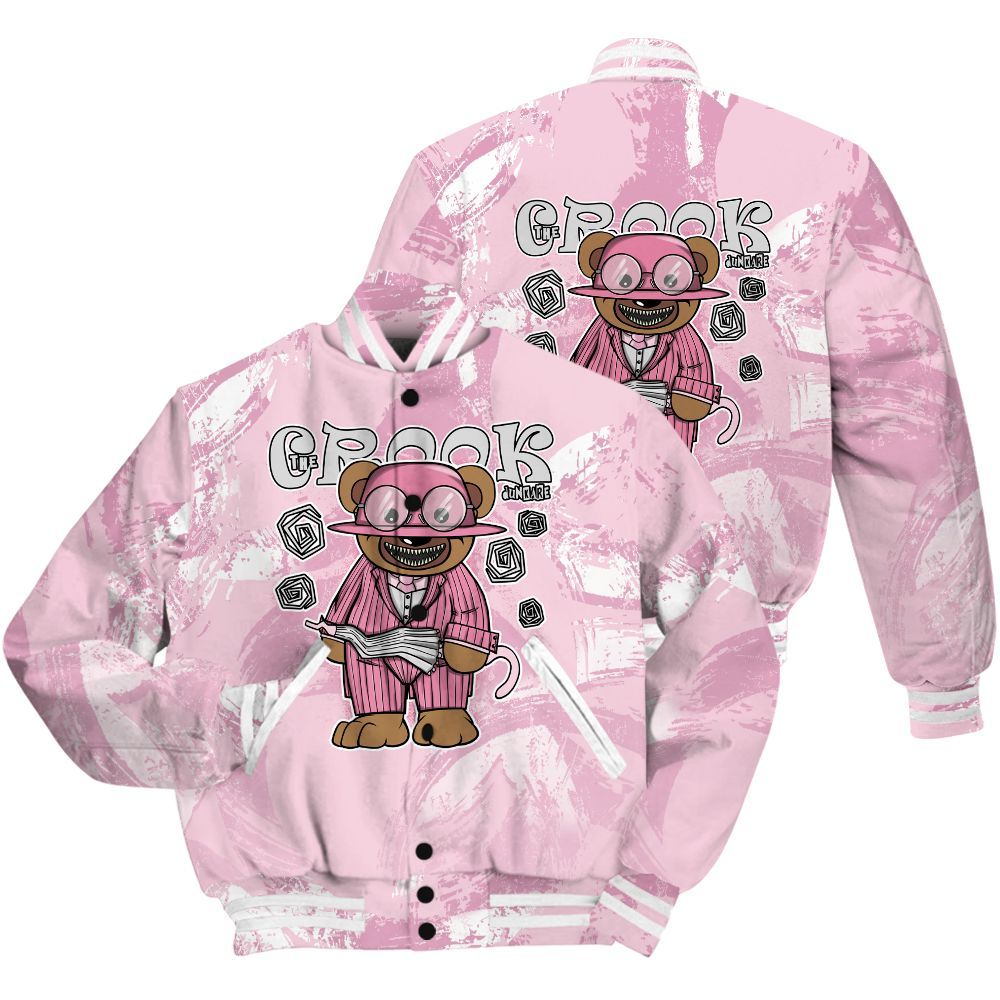 Varsity Jacket To Match Orchid 4s Shirt - Swindler Bear Circle Slpash All Over Print