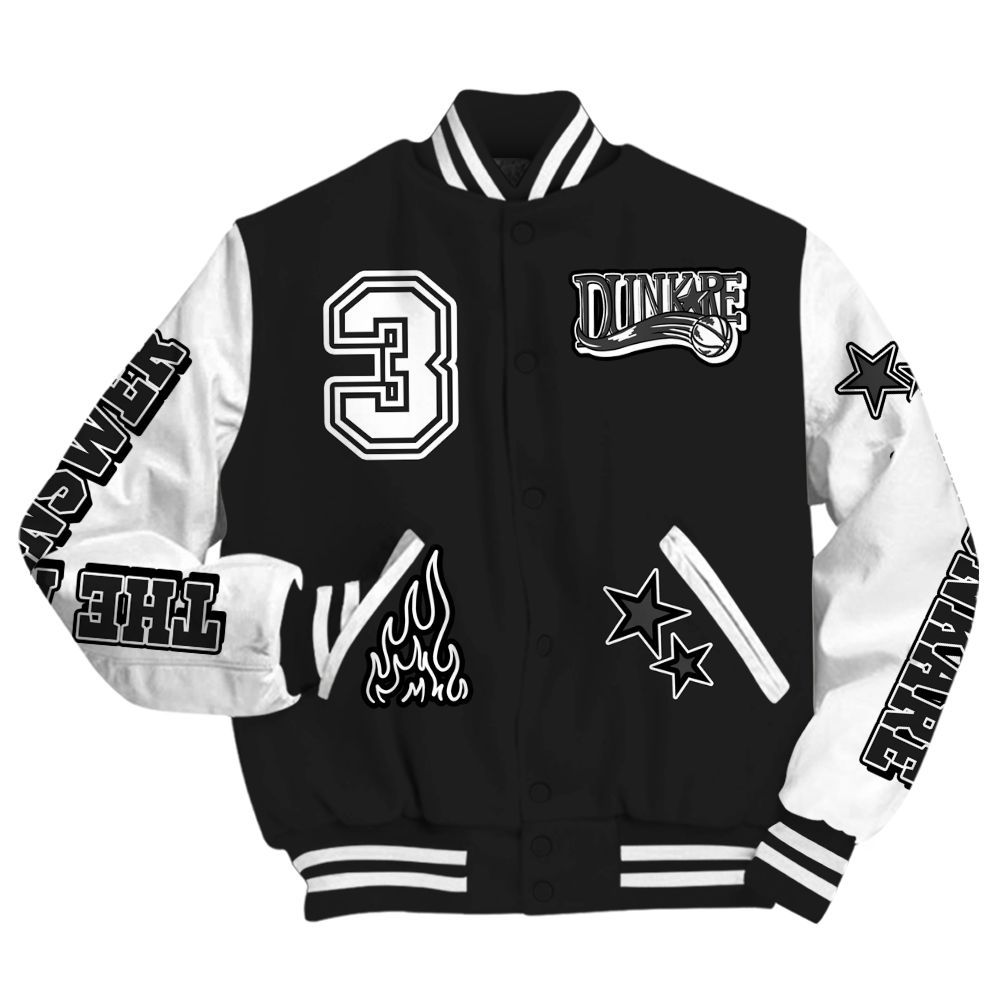 Varsity Jacket To Match Black Cat NET 4s - Allen Answer Skeleton All Over Print