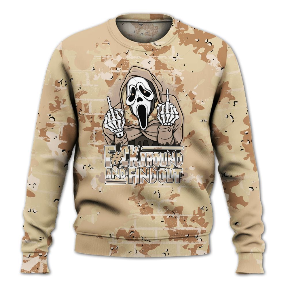 Sweatshirt To Match Desert Camo 3s - F#CK And Find Out Graphic Halloween All Over Print