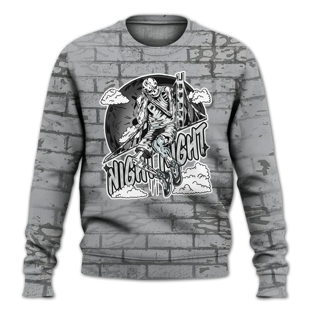 Sweatshirt To Match Black Wolf Grey 12s - Seeya Skeleton Brick All Over Print