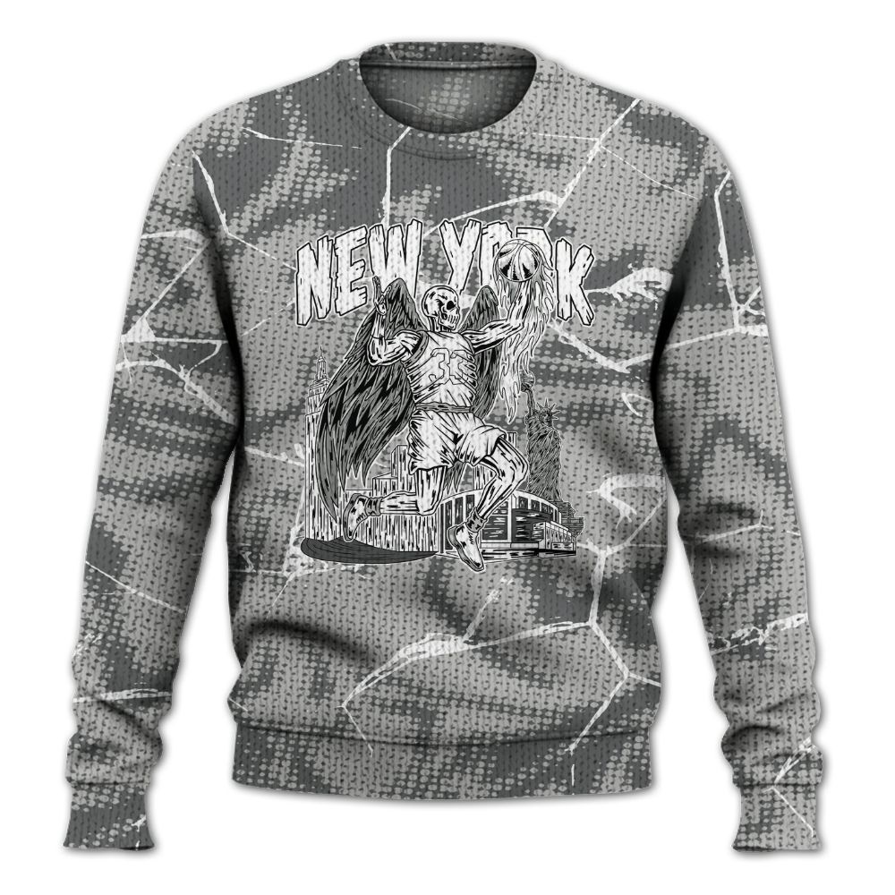 Knitted Sweater To Match Retro Wet Cement 4s - Ewing Era Skeleton Crack