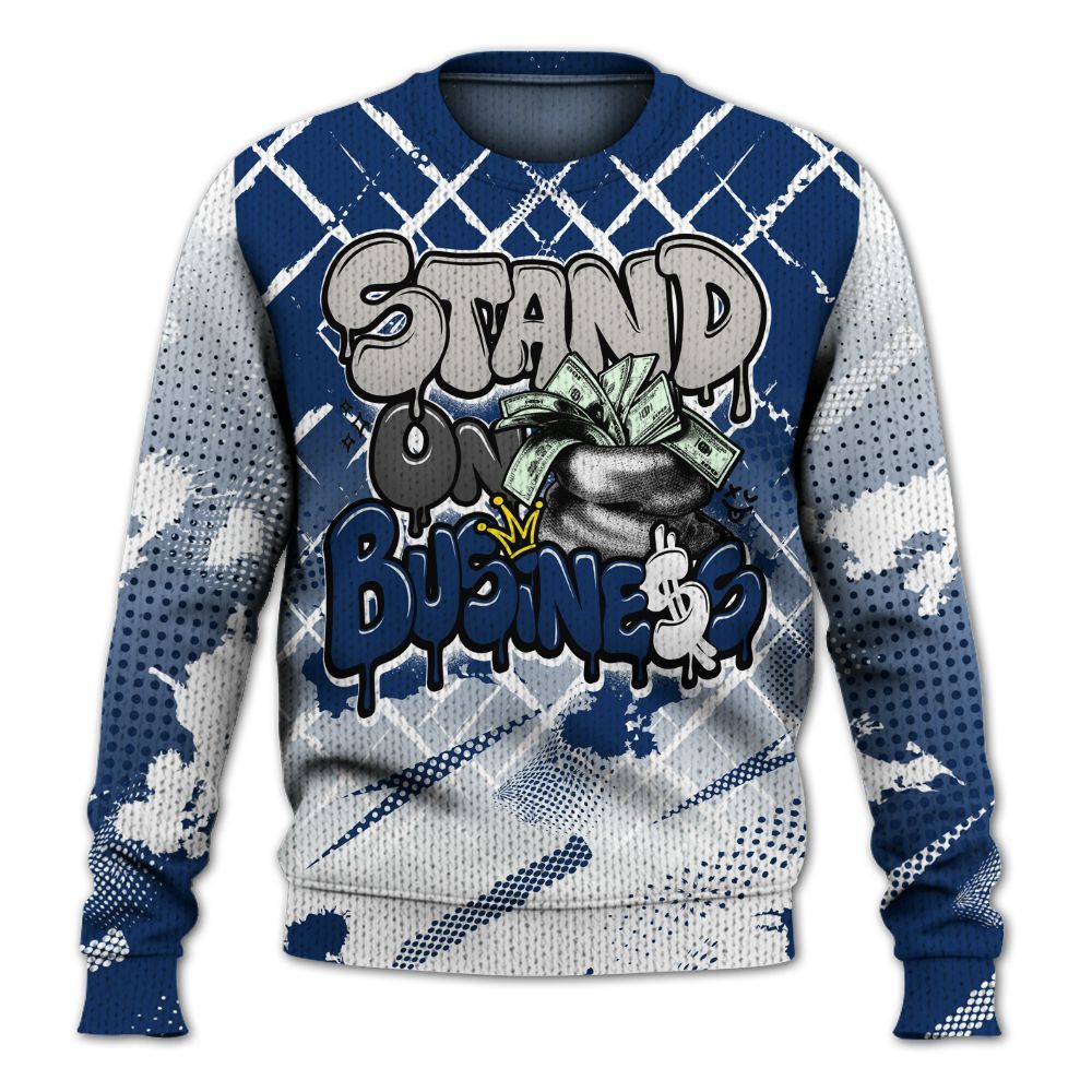 Knitted Sweater To Match High OG Deep Royal Blue 1s - Halftone Stand Business Dripping