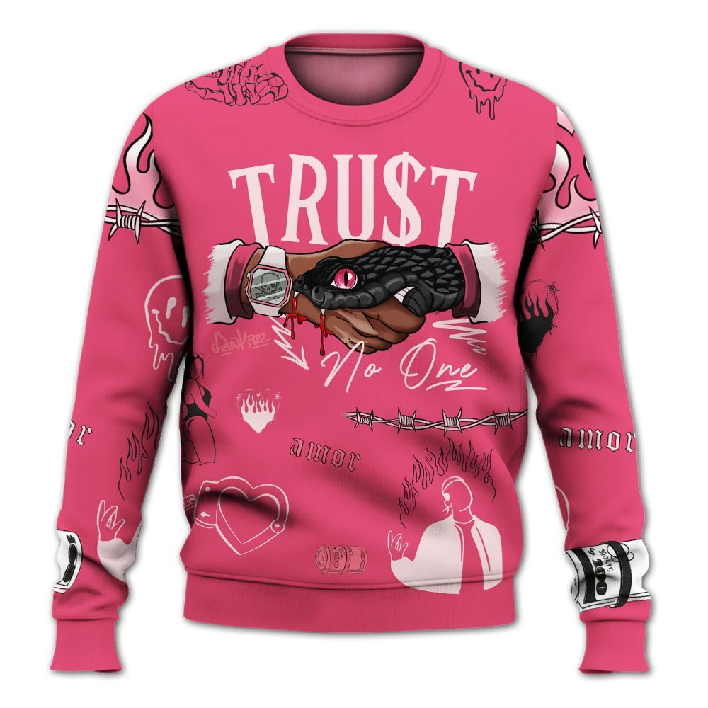 Sweatshirt To Match A'One Hyper Pink - Snake Trust No One All Over Print