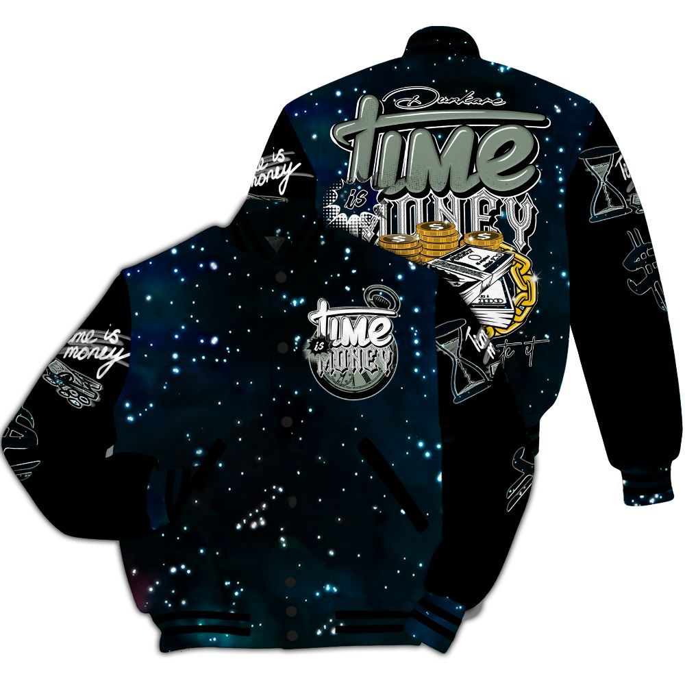 Varsity Jacket To Match Air Foamposite One Galaxy - Time Is Money All Over Print