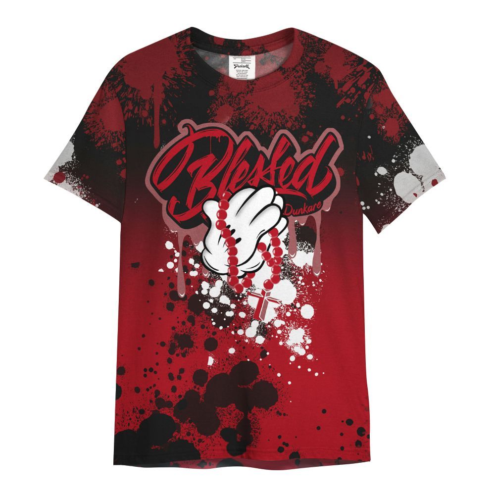 Shirt To Match Bred Velvet 11s - God Blessed Ink Drip All Over Print