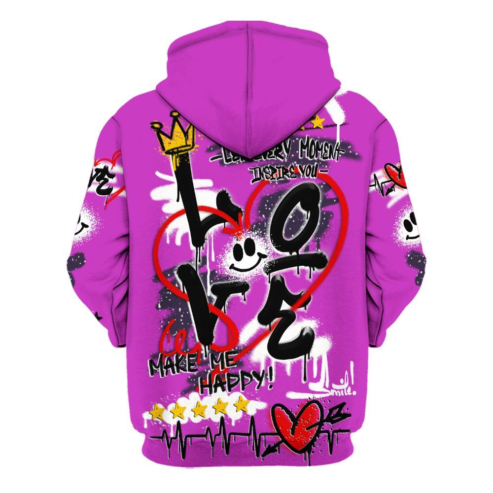 Hoodie To Match Ja 2 Staregazer - Happy Love Beats Graffiti Streetwear All Over Print
