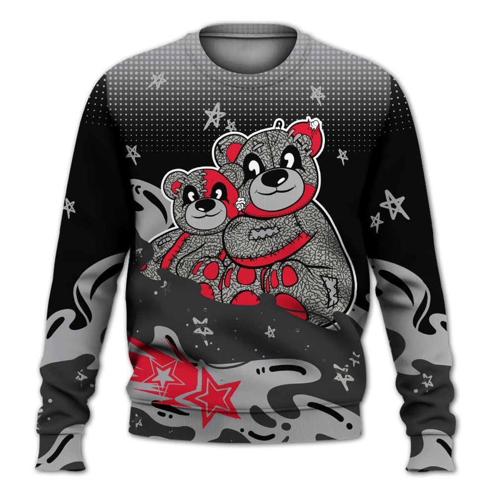 Sweatshirt To Match Black Cement 3s - Sincere Fondness Bear Stars All Over Print