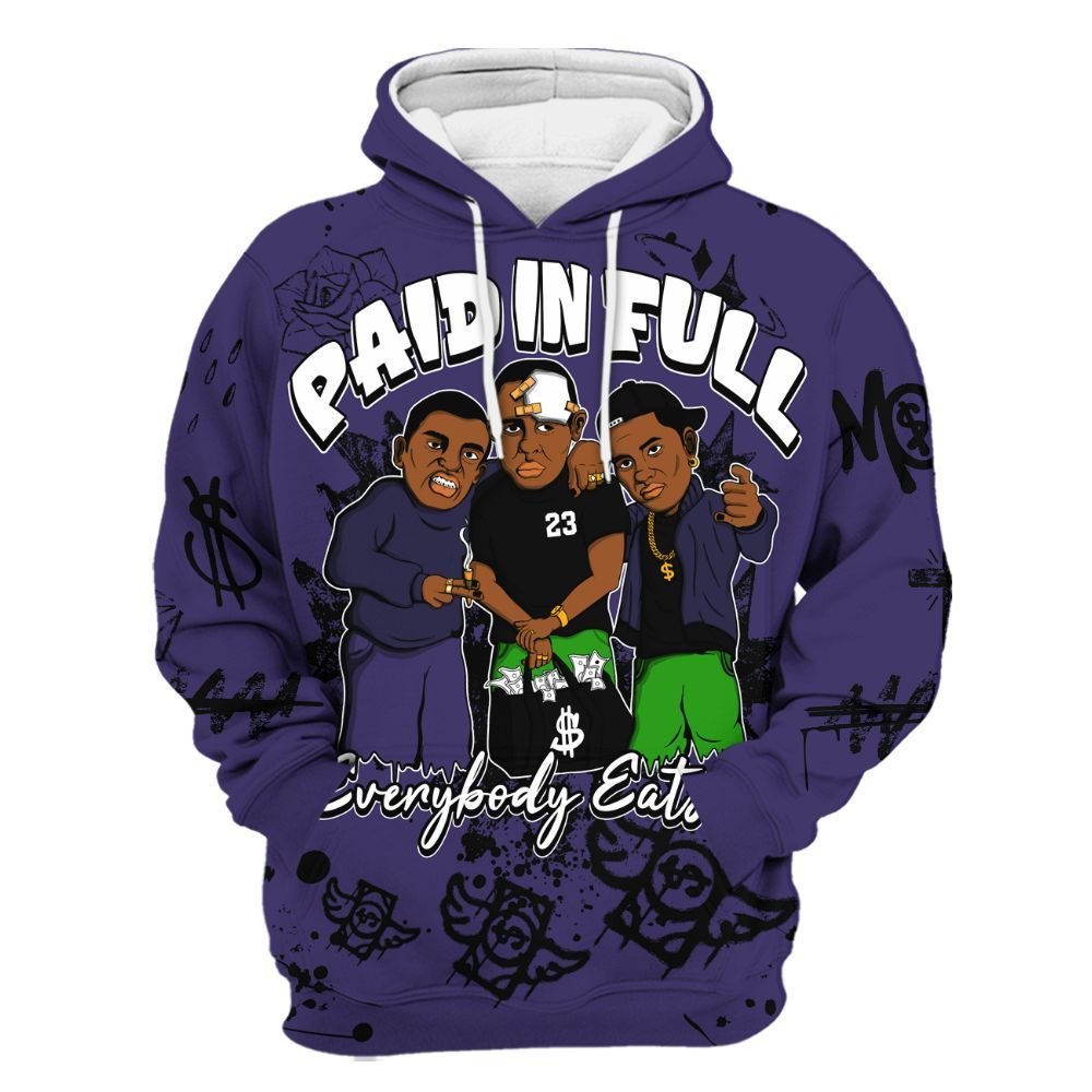 Hoodie To Match Retro Court Purple 13s - Everybody Paid In Full Crayon All Over Print