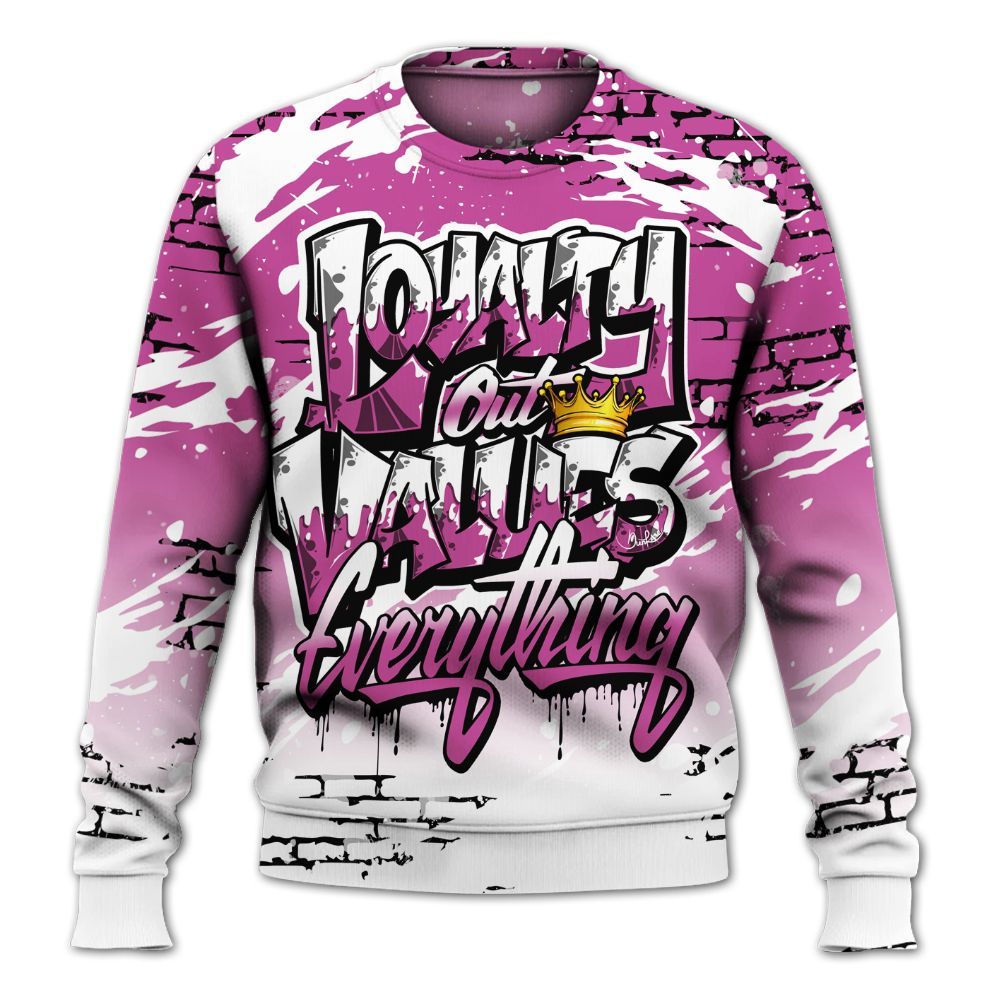 Sweatshirt To Match Dunk Low Active Fuchsia - Values Of Loyalty Drip All Over Print