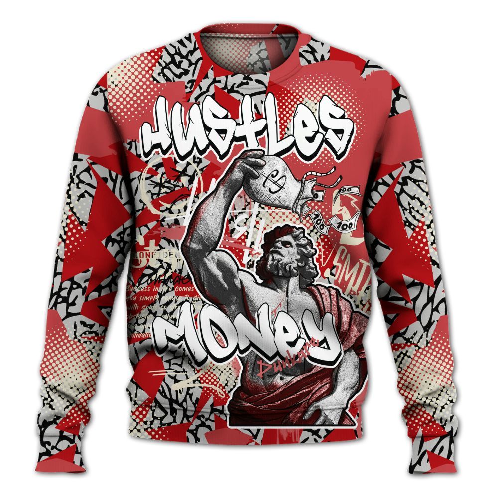 Sweatshirt To Match Cement Grey 3s - Huslte Money Retro All Over Print