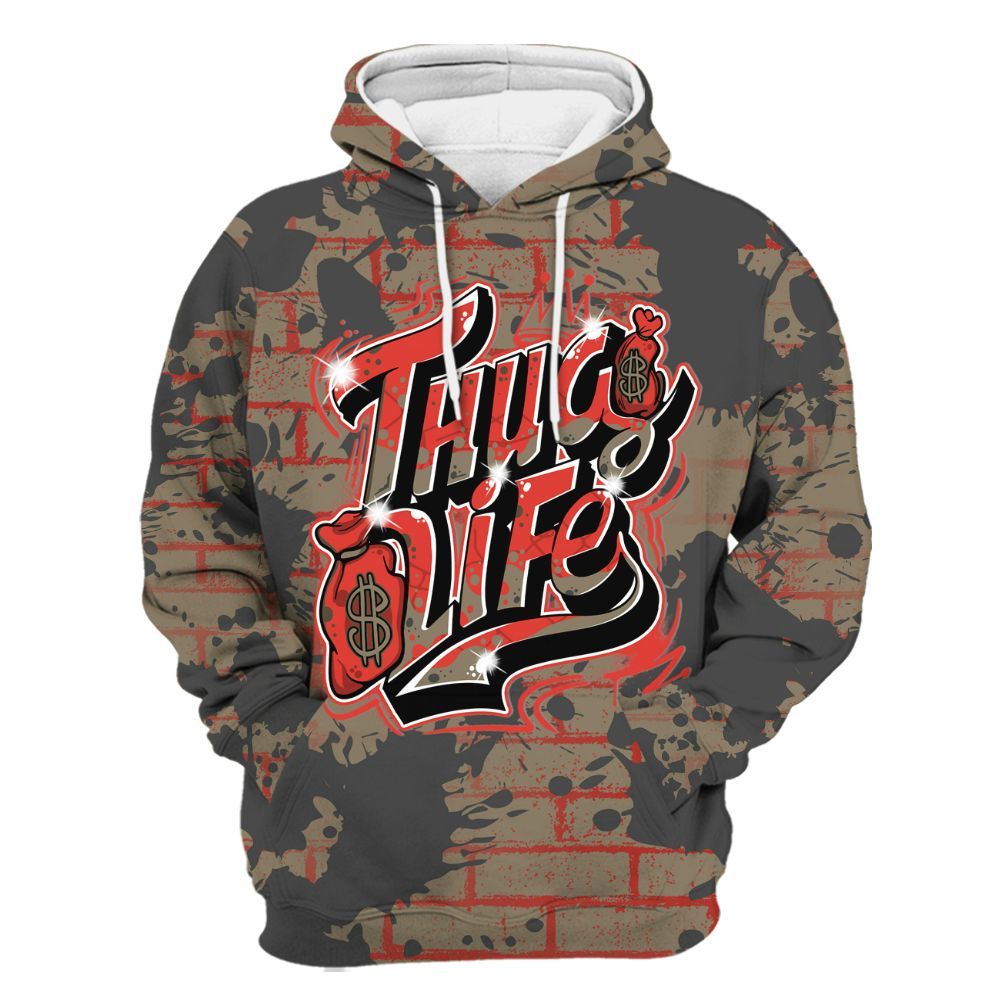 Hoodie To Match Olive 9s - Free Thug Living Graphic Brick Art All Over Print