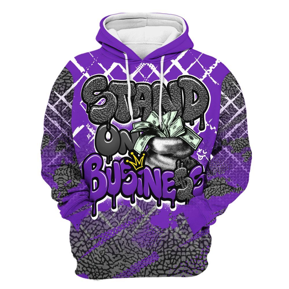 Hoodie To Match Retro Dark Iris 3s - Halftone Stand Business Dripping All Over Print