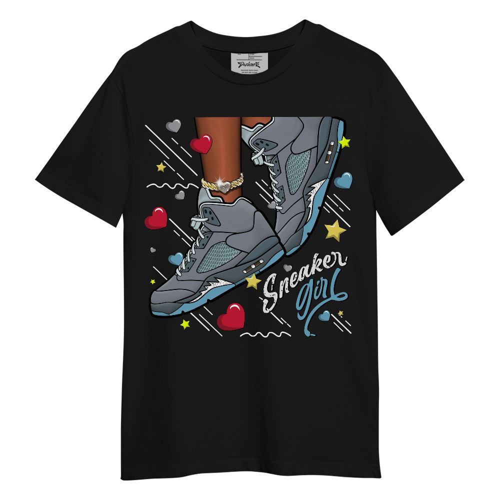 Shirt To Match Retro Light Graphite Wolf Grey 5s - SNEAKER Girl Heart Flying Graphic
