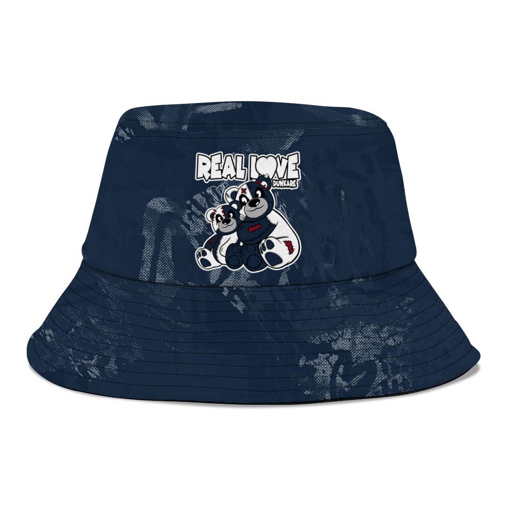 Bucket Hat To Match White Midnight Navy 6s - Sincere Fondness Bear Graphic
